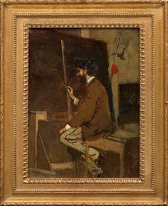 Hans Makartin omakuva maalaustelineen edessä tekijältä Hans Makart