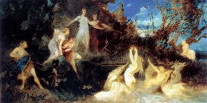 Dianan metsästys, tutkimus, 1879. tekijältä Hans Makart