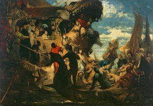 Venedig osoittaa kunnioitusta Caterina Cornarolle tekijältä Hans Makart