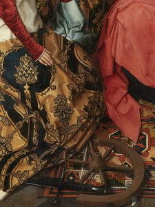 Yksityiskohta Pyhän Johannes Kastajan ja Pyhän Johannes Evankelistan triptyykin keskipaneelista tekijältä Hans Memling