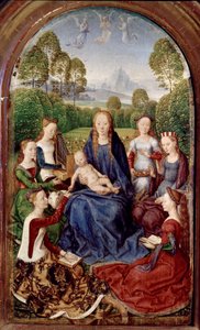 Jean du Cellierin diptyykki: Neitsyt ja kuusi pyhää (öljy paneelille tekijältä Hans Memling