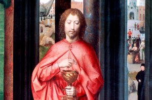 Pyhän Katariinan ja muiden pyhien mystinen häät, yksityiskohta, c1453-1494 tekijältä Hans Memling