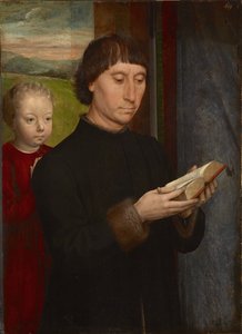 Muotokuva miehestä, joka lukee tekijältä Hans Memling