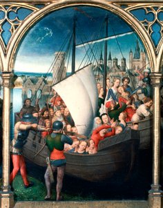 Pyhän Ursulan pyhäkkö, marttyyrikuolema, 1489 tekijältä Hans Memling