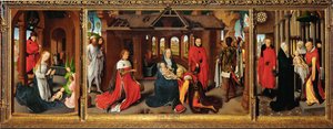 Triptyykki: Kuninkaiden palvominen - (henkeä huohottaen). tekijältä Hans Memling