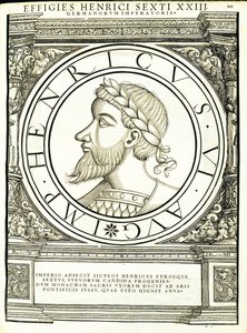 Henrik VI, kuvitus idän ja lännen antiikin Rooman keisarien aidoimmista kuvista, Rudolph Wyssenbachin puupiirros, Andreas Gesner, Zürich, 1