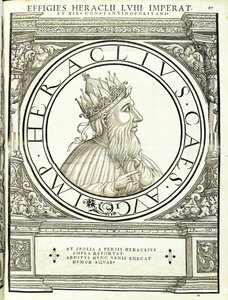 Heraclius, kuvitus teoksesta "Kaiken idän ja lännen Rooman keisarit" tekijältä Hans Rudolf Manuel Deutsch