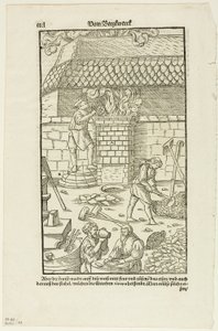 Sivu CCCL Agricolan kirjasta Vom Bergwerck XII Bücher, levy 43 kirjasta Woodcuts from Books of the XVI Century.