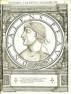 Valens, kuvitus teoksesta "Kaiken idän ja lännen Rooman keisarit", Rudolph Wyssenbachin puupiirros, Andreas Gesner, Zürich, 1559 tekijältä Hans Rudolf Manuel Deutsch