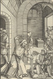 Kristus puhdistaa temppelin Herramme Jeesuksen Kristuksen kärsimyksen peilistä, 1507. tekijältä Hans Schäufelein the Elder