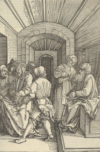 Pilatus pesee kätensä, Herramme Jeesuksen Kristuksen kärsimyksen peilistä, 1507. tekijältä Hans Schäufelein the Elder