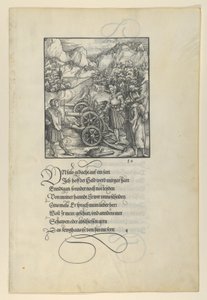 Unfalo vaarantaa Theuerdanckin, aiheuttaa kolmen tykin räjähdyksen, Theuerdan..., 1517. tekijältä Hans Schäufelein the Elder