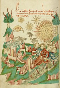 Maailmanloppu neiti Ludwig XV 9 fol. 95v, 1469 (muste, väripesut ja tempera paperille)