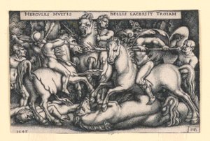 Hercules taistelee troijalaisia vastaan tekijältä Hans Sebald Beham