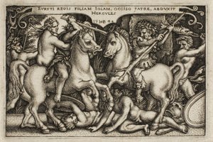 Hercules ja Iole, teoksesta The Labors of Hercules tekijältä Hans Sebald Beham
