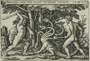 Hercules and the Hydra, teoksesta The Labors of Hercules tekijältä Hans Sebald Beham