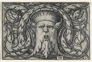 Mascaron, 1543 (kaiverrus paperille) tekijältä Hans Sebald Beham