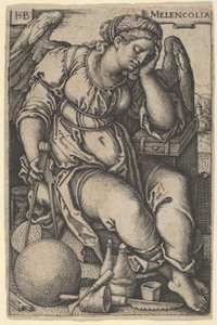 Melankolia, n. 1500-50 (kaiverrus) tekijältä Hans Sebald Beham