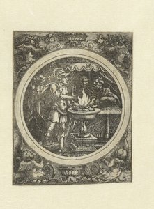 Mucius Scaevola oikea käsi tulessa tekijältä Hans Sebald Beham