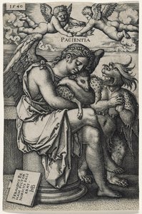 Patience (Die Geduld), 1540 (kaiverrus paperille) tekijältä Hans Sebald Beham