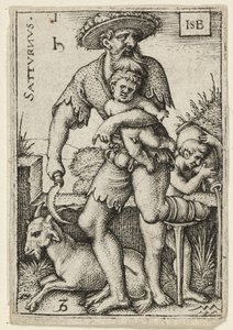 Saturnus, levy yksi kirjasta The Seven Planets with the Zodiacs (Seitsemän planeettaa ja eläinradat) tekijältä Hans Sebald Beham