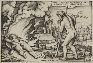 The Death of Hercules, teoksesta The Labors of Hercules, 1548 tekijältä Hans Sebald Beham
