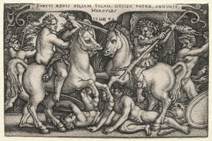Herculesin työt: Hercules sieppaa Iolea, 1544. tekijältä Hans Sebald Beham