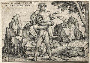 Herkules murskaa Antaeuksen tekijältä Hans Sebald Beham