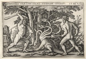 Herculesin työt: Herkules tappaa Lernean Hydran tekijältä Hans Sebald Beham