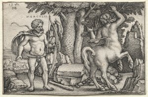 Hercules ja Nessus, 1542. tekijältä Hans Sebald Beham