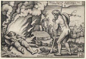 Hercules pyroksellaan, 1548. tekijältä Hans Sebald Beham