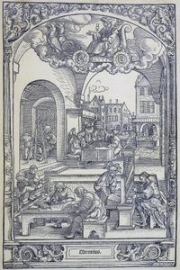 Merkuriusplaneetta ja taiteilijat, tutkijat ja teknikot, c1535 (kaiverrus) tekijältä Hans Sebald Beham