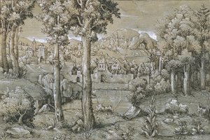 Kuvitteellinen maisema, 1543. tekijältä Hans Sebald Lautensack
