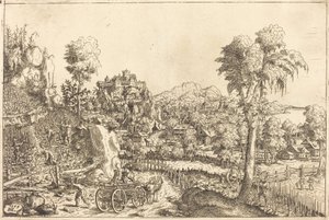 Maisema viinitarhalla, 1559. tekijältä Hans Sebald Lautensack