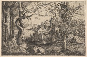 Näkymä joelle, linna saarella, 1553.