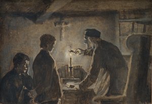 Pastori Sören puhaltaa kynttilän uudenvuodenaattona