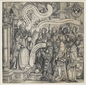 Maximilianin suojeluspyhimys esitti Kaikkivaltialle, 1519