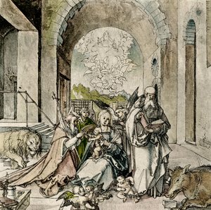 Madonna Pyhän Hieronymuksen ja Antonin kanssa tekijältä Hans Suess Kulmbach