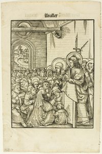 Kristus saarnaa, teoksesta Leben Jesu Christi, levy 19 teoksesta Puupiirroksia XVI vuosisadan kirjoista.
