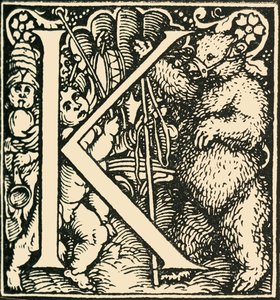 K - Hans Weiditzin aakkoset, c1520-1521, 1908. tekijältä Hans Weiditz