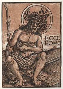 Surujen mies istuu ristillä, n. 1522. tekijältä Hans Weiditz