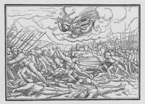 Enkeli tuhoaa assyrialaisen sotajoukon, 2 Chronicles XXXII, 21 tekijältä Hans after Holbein the Younger