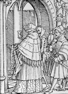 Kuolema ja kaanon, teoksesta The Dance of Death, kaiverrus Hans Lutzelburger, n. 1538 tekijältä Hans after Holbein the Younger