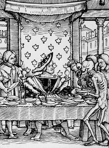 Kuolema ja kuningas, teoksesta The Dance of Death, kaiverrus Hans Lutzelburger, n. 1538 tekijältä Hans after Holbein the Younger
