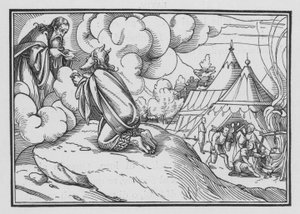 Mooses pyhittää Aaronin ja hänen poikansa, Leviticus VIII, 1-3 tekijältä Hans after Holbein the Younger