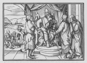 Farao Chideth Mooses ja Aaron heidän viestistään, Exodus V, 2 tekijältä Hans after Holbein the Younger