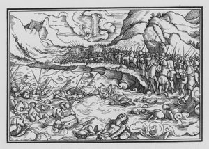 Farao ajaa israelilaisia takaa, Exodus XIV, 28 tekijältä Hans after Holbein the Younger