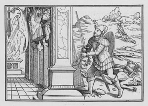 Saulin kaataminen ja kuolema, 1 Chronicles X, 10 tekijältä Hans after Holbein the Younger