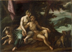 Venus ja Adonis tekijältä Hans von Aachen