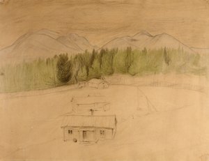 Luonnos "Talviyö vuoristossa" tekijältä Harald Oscar Sohlberg